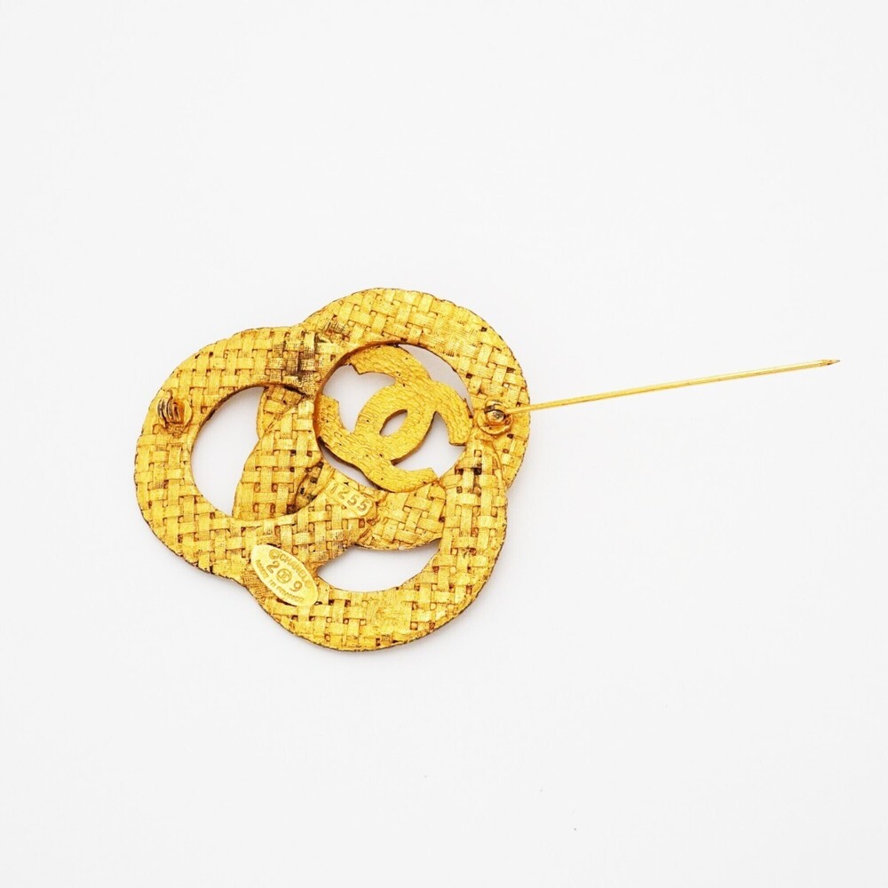 CHANEL Authentic Gold Logo Brooch - Picture 6 of 8